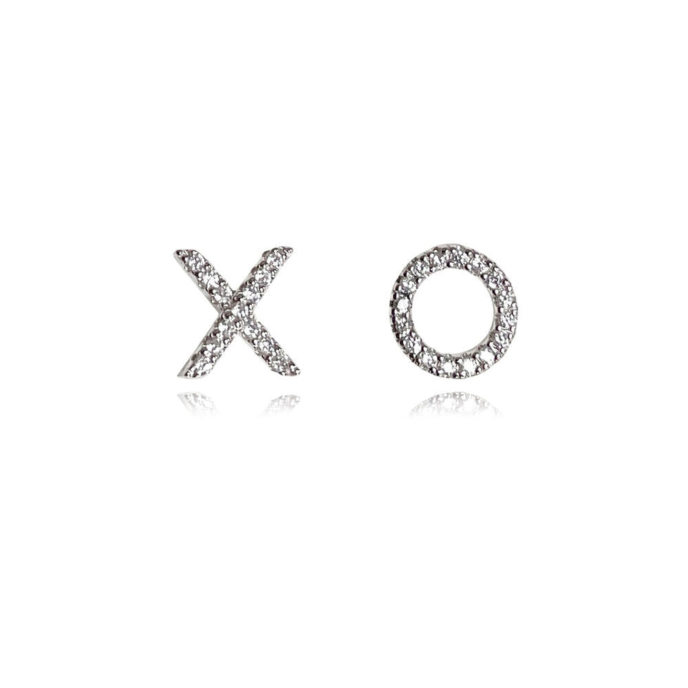 Culturesse Kiss Hug Mismatched Stud Earrings (Silver)