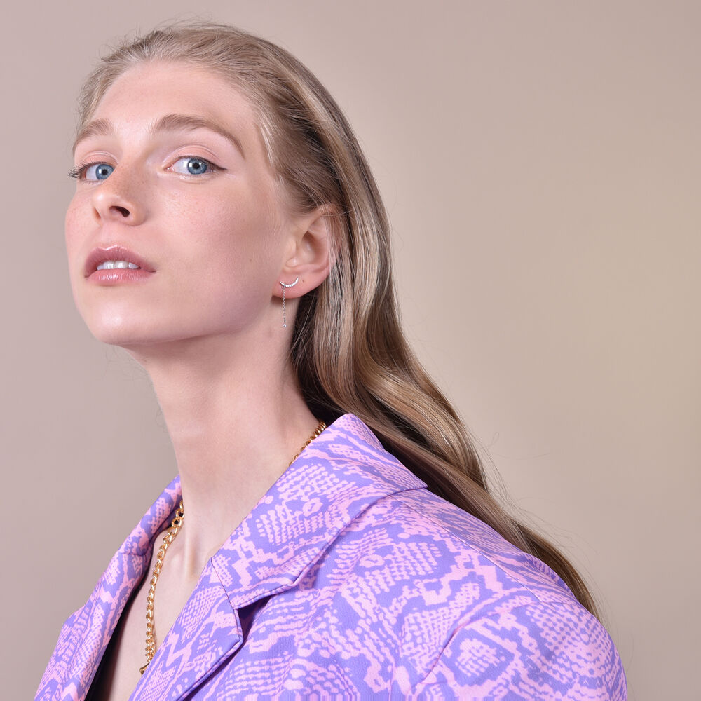 Culturesse Ariella Dainty Moon String Mismatching Earrings (Silver)