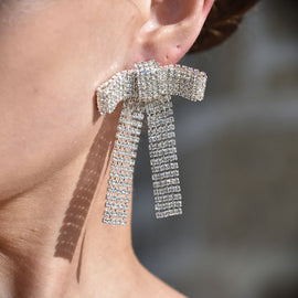 Culturesse Irvine Silver Bow Tie Earrings