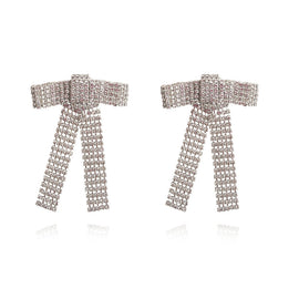 Culturesse Irvine Silver Bow Tie Earrings