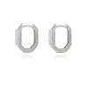 Culturesse Octavia CZ Inlaid Dainty Huggie Earrings (Silver)