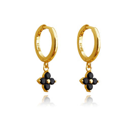Culturesse Fleur Noir CZ Drop Earrings