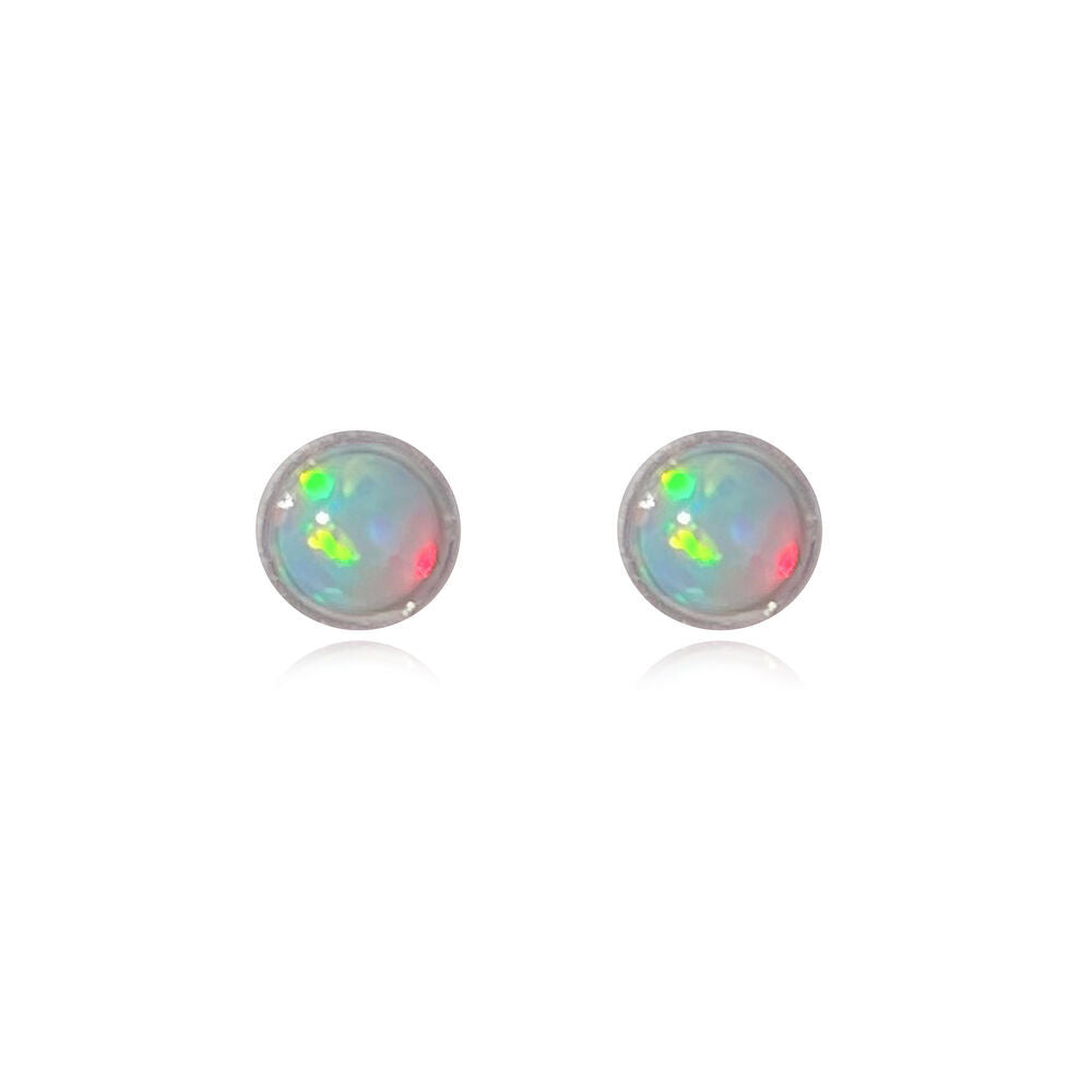 Culturesse Lue Dainty Opal Stud Earrings (Silver)