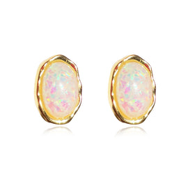 Culturesse Alyn Artisan Opal Stud Earrings (Gold)