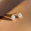 Culturesse Alyn Artisan Opal Stud Earrings (Silver)