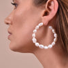 Culturesse Regina Oversized Frehswater Pearl Hoop Earrings