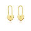 Culturesse Lark Love Heart Padlock Drop Earrings (Gold Vermeil)