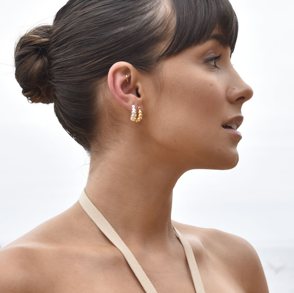 Culturesse Davina Croissant Hoop Earrings (Silver)