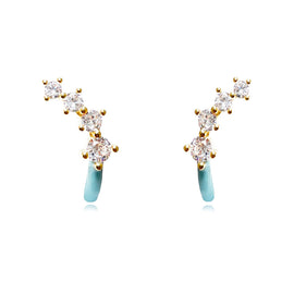 Culturesse Gabrielle Pastel Diamante Climber Earrings (Blue)