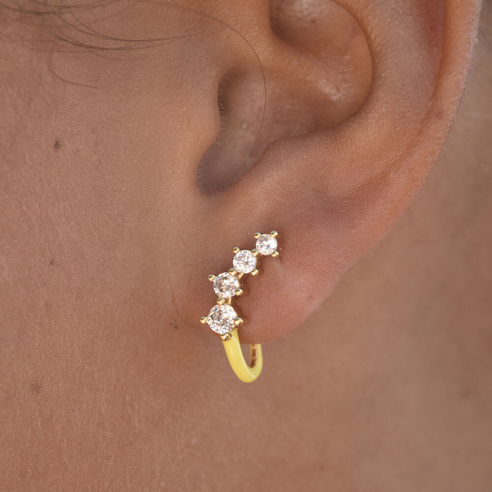 Culturesse Gabrielle Pastel Diamante Climber Earrings (Yellow)