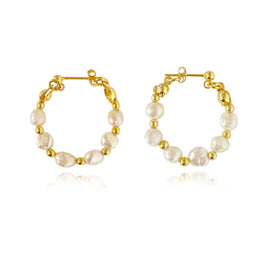 Culturesse Mira Freshwater Pearl Hoop Earrings