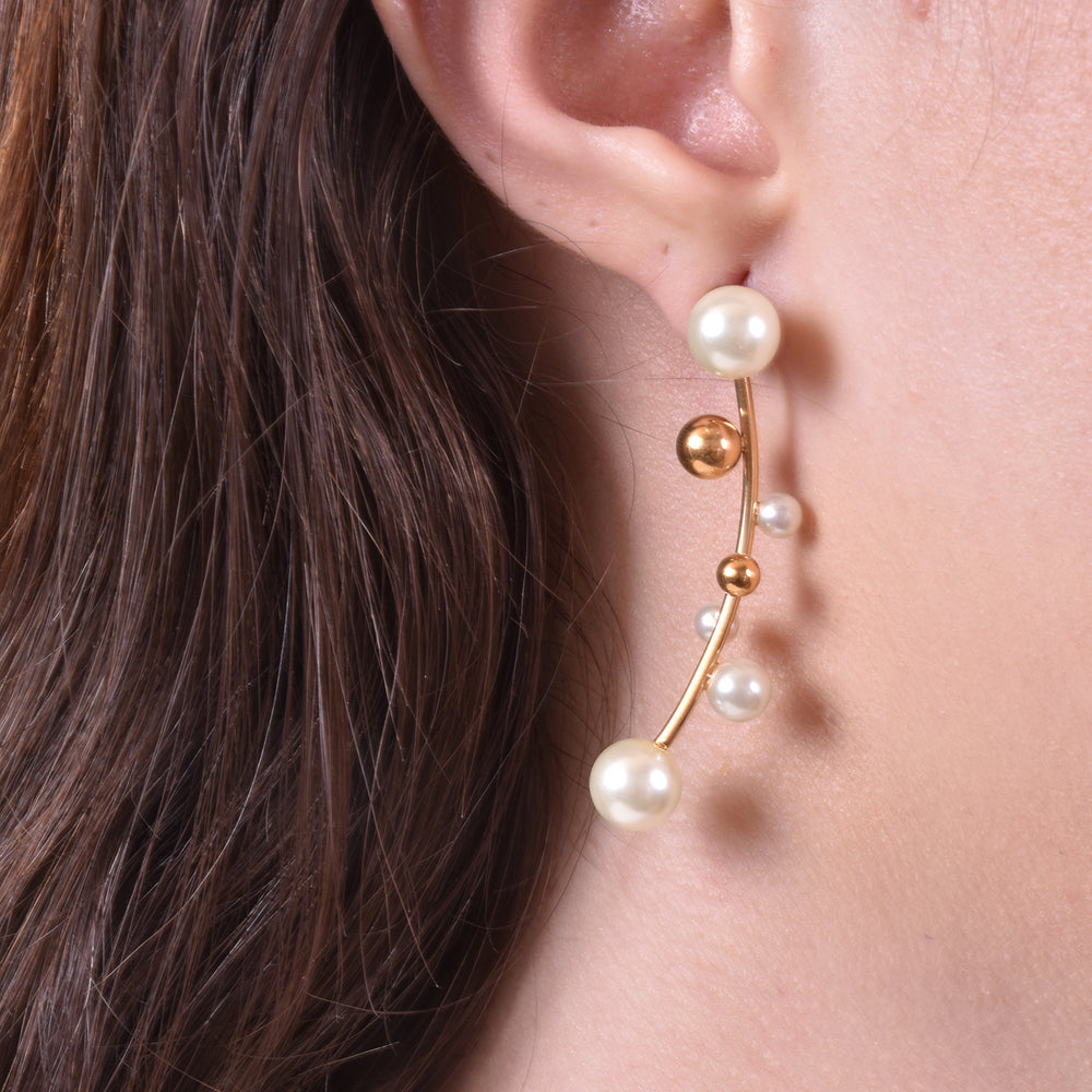 Culturesse Ines Vintage Pearl Climber Earrings