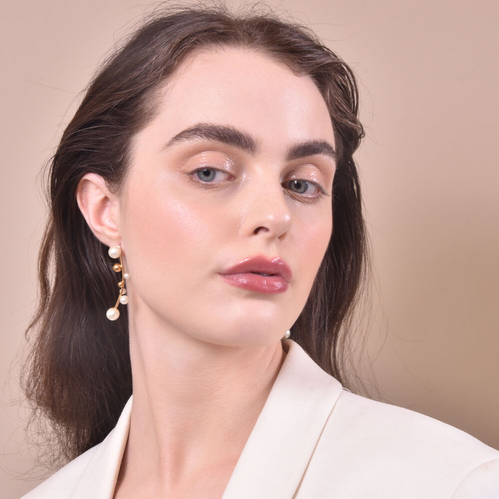 Culturesse Ines Vintage Pearl Climber Earrings