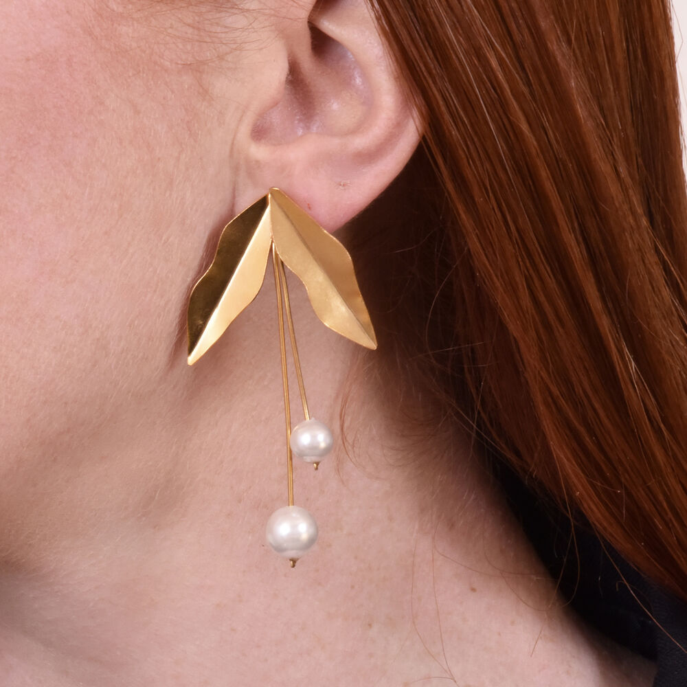 Culturesse Marjorie 24K Artisan Gold Leaf Earrings