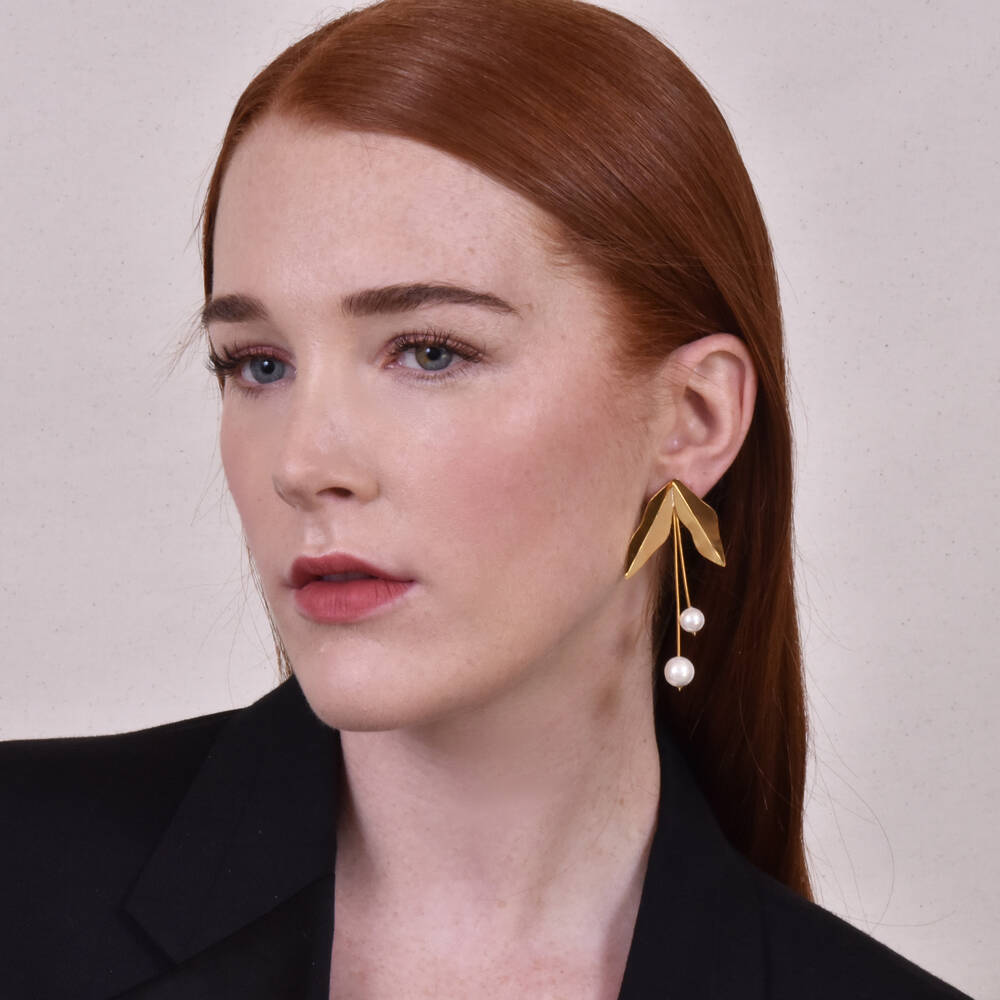 Culturesse Marjorie 24K Artisan Gold Leaf Earrings