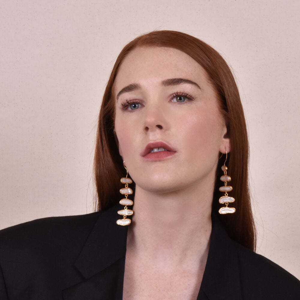 Culturesse Maelynn 24K Artisan Pearl Drop Earrings