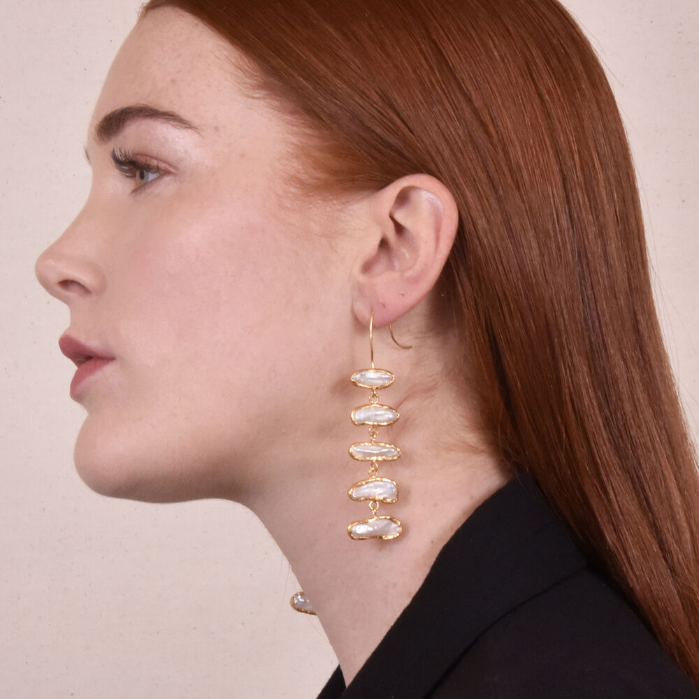 Culturesse Maelynn 24K Artisan Pearl Drop Earrings