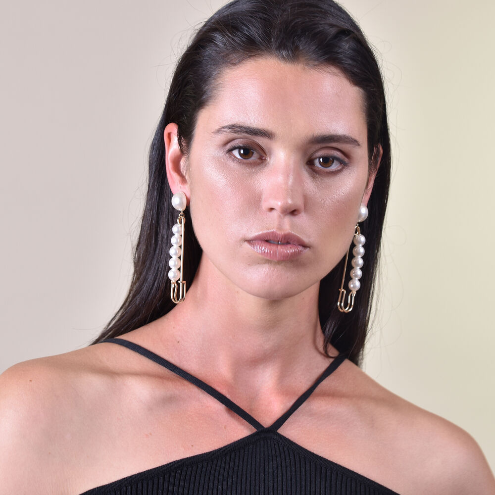 Culturesse Lilou Pearl Pin Statement Earrings