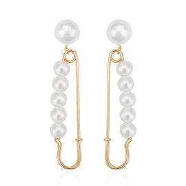 Culturesse Lilou Pearl Pin Statement Earrings
