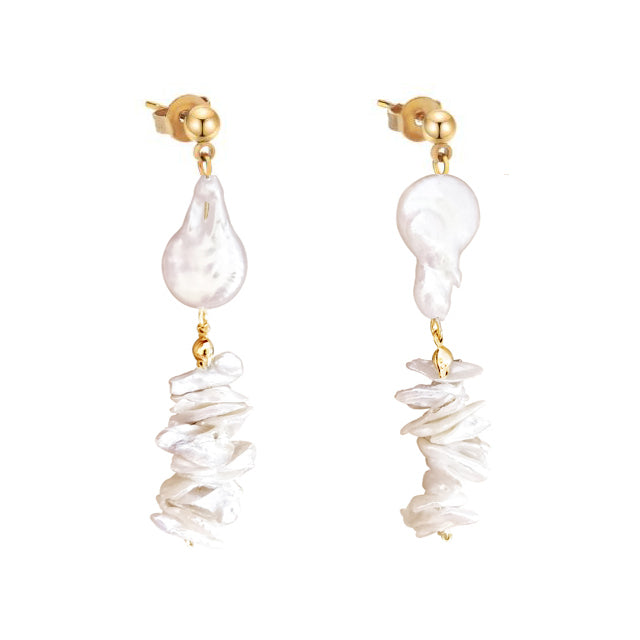 Culturesse Cleo Mismatching Pearl Stack Earrings