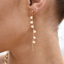 Culturesse Andree Freshwater Pearl String Earrings