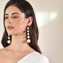 Culturesse Daphne Oversized Pearl String Earrings
