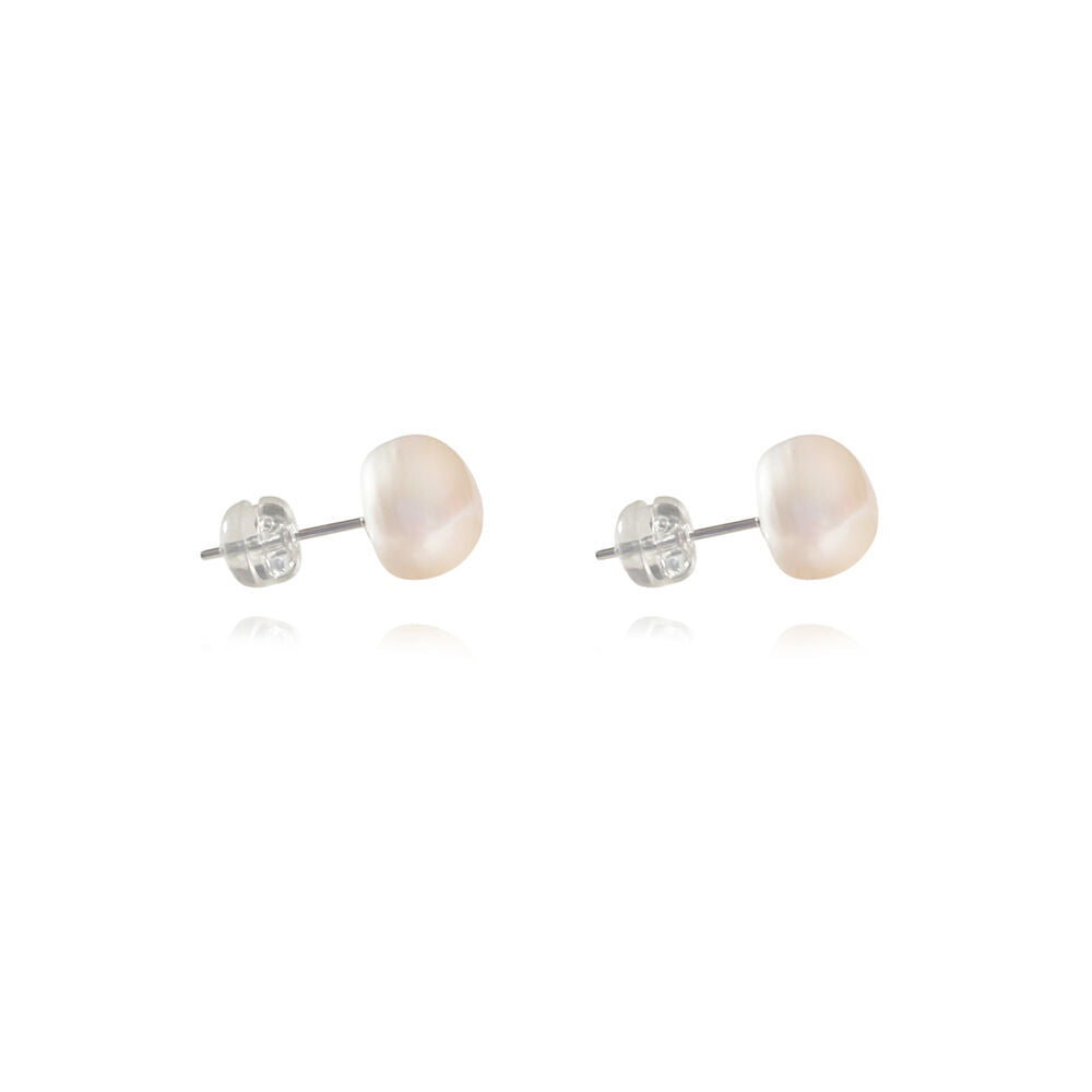 Culturesse Ora Freshwater Pearl Stud Earrings (Silver Posts)