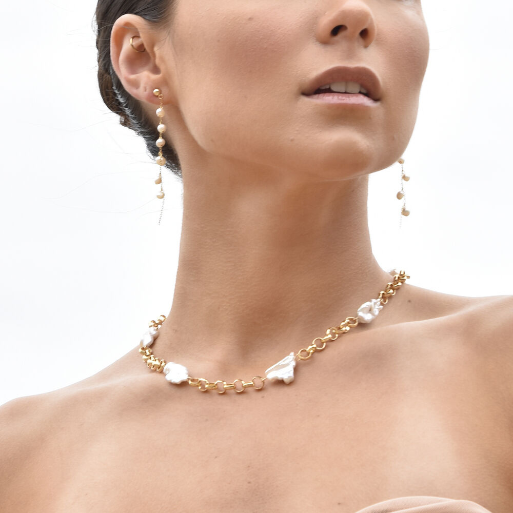 Culturesse Analia Organic Baroque Pearl Chain Necklace / Choker