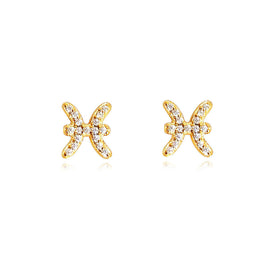 Culturesse Pisces Artisan Zirconia Pave Stud Earrings (Gold)