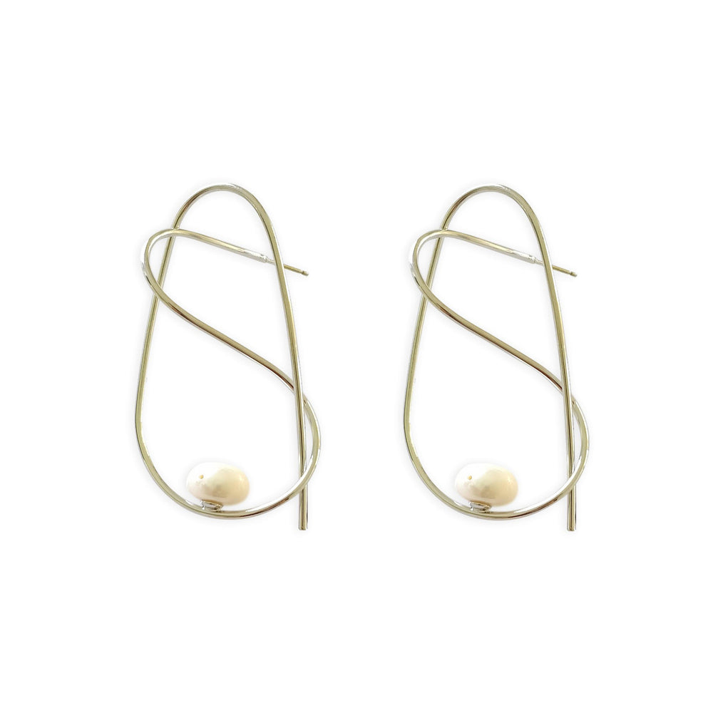 Culturesse Eileen Platinum Line Art Earrings