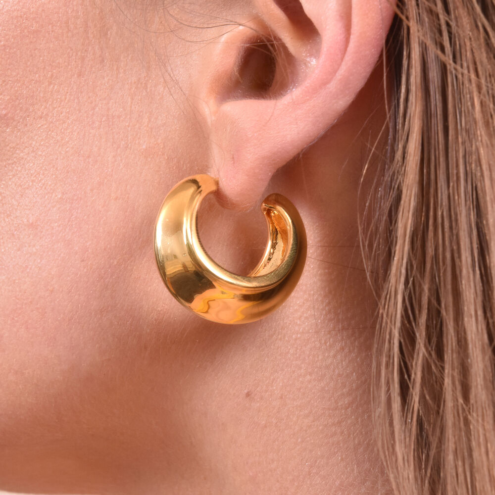 Culturesse Blakely Chunky Gold Bowl Earrings