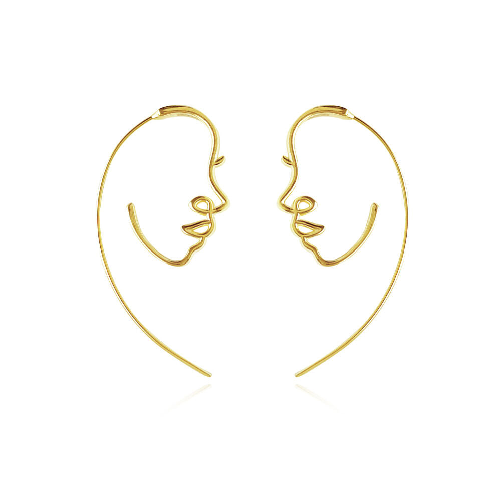Culturesse Vianca Artsy Face To Face Earrings (Gold)