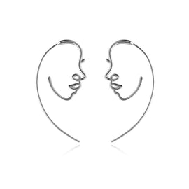 Culturesse Vianca Artsy Face To Face Earrings (Silver)