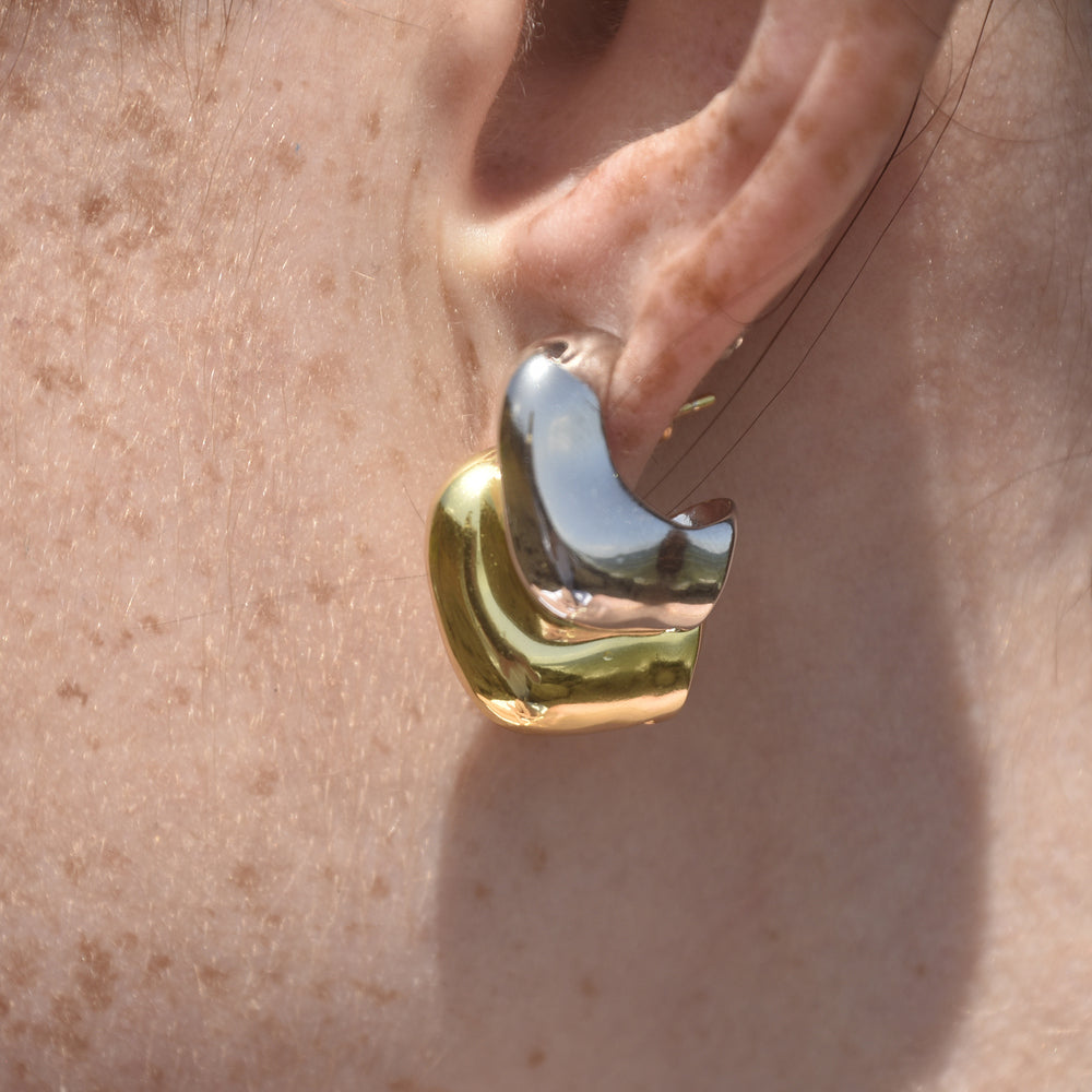 Culturesse Draco Sculptural Puff Earrings (Gold Vermeil)