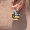 Culturesse Draco Sculptural Puff Earrings (Silver)