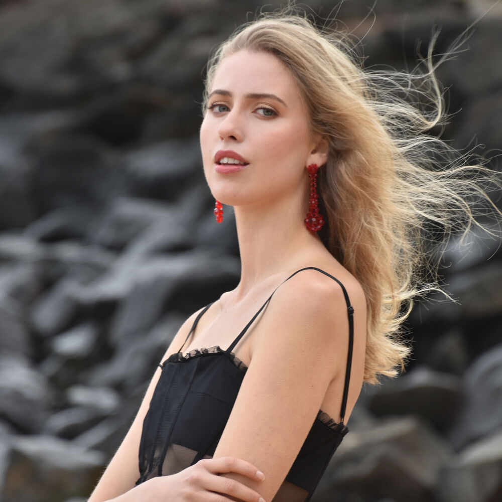 Culturesse Arabella Rouge Beaded Earrings