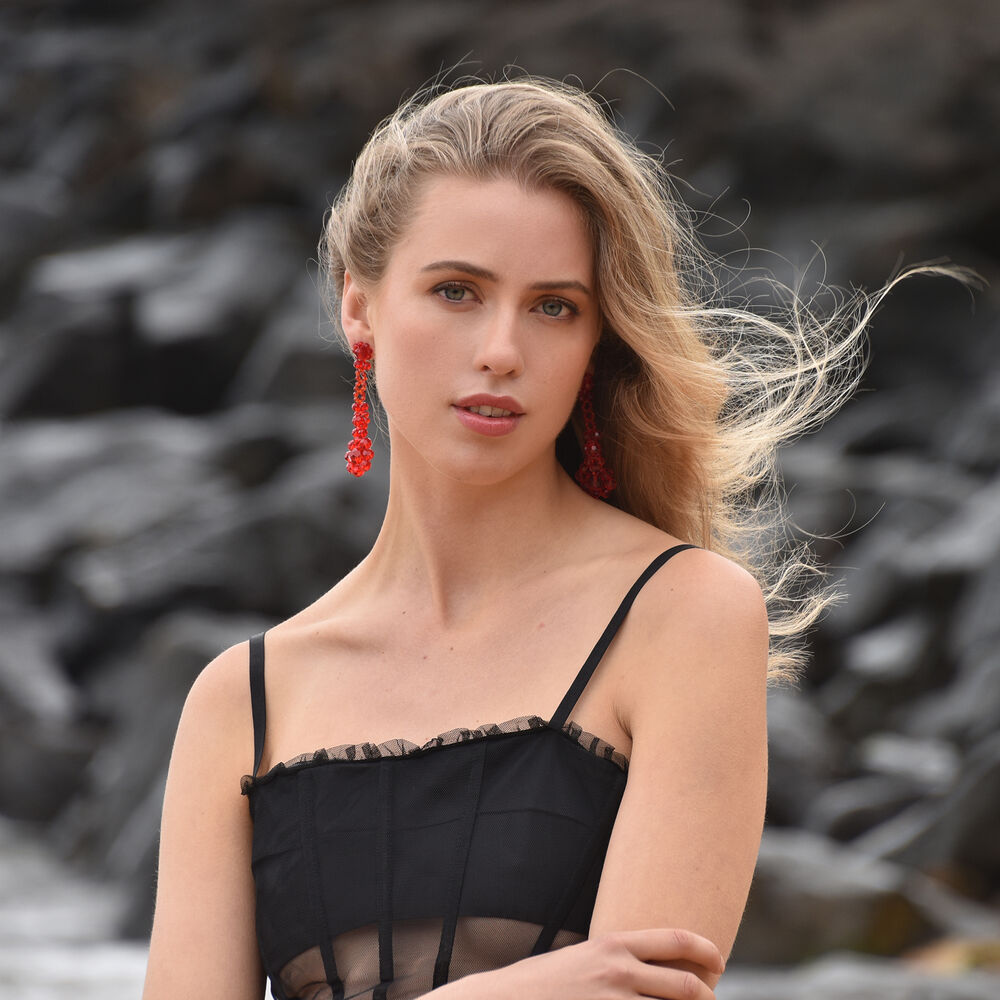 Culturesse Arabella Rouge Beaded Earrings