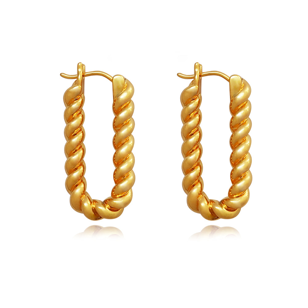 Culturesse Charlee 18K Titanium Twisted Huggie Earrings