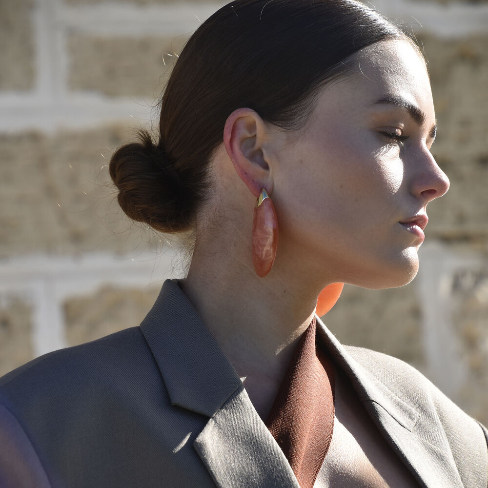 Culturesse Raya Bold Arc Resin Drop Earrings (Sunset Peach)