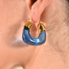 Culturesse Ilona Artsy Resin Hoop Earrings (Sapphire Blue)