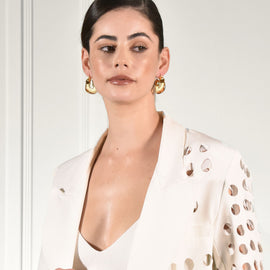 Culturesse Ilona Artsy Resin Hoop Earrings (Honey)