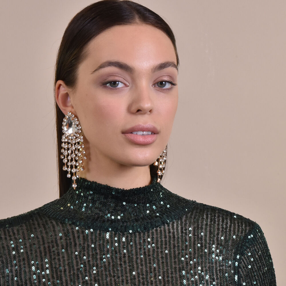 Culturesse Rayne Crystal Diamante Earrings Gold