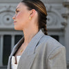 Culturesse Kahlo Ribbed Crescent Hoop Earrings (Gold)