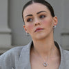 Culturesse Kahlo Ribbed Crescent Hoop Earrings (Silver)