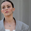 Culturesse Kahlo Ribbed Crescent Hoop Earrings (Silver)