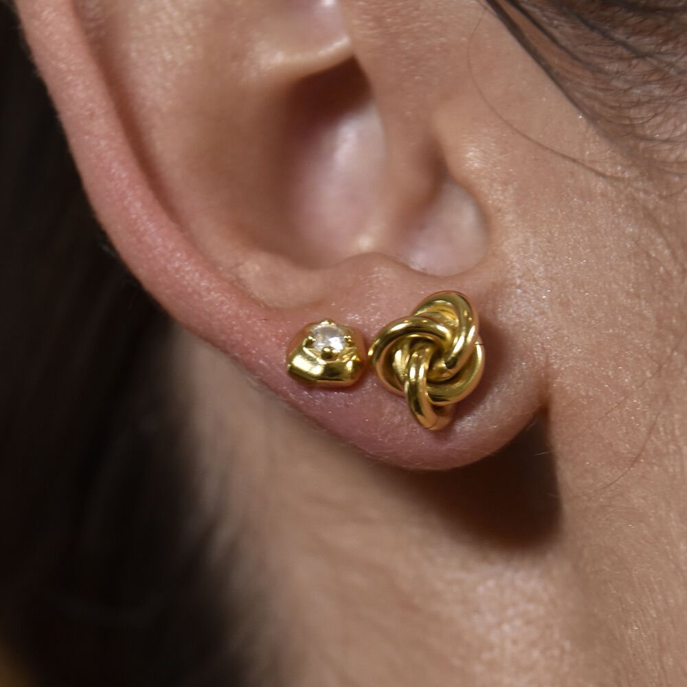 Culturesse Suvi Artsy Rocky Stud Earrings (Gold Vermeil)