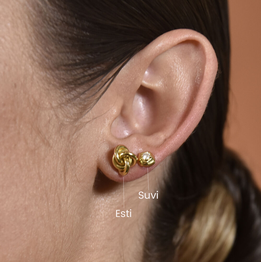 Culturesse Suvi Artsy Rocky Stud Earrings (Gold Vermeil)