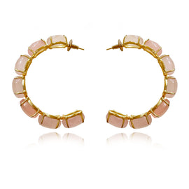 Culturesse Blush Rose Quartz Hoop Earrings