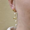 Culturesse Apri Aesthetic Rose Pearl Drop Earrings (Gold)