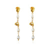 Culturesse Apri Aesthetic Rose Pearl Drop Earrings (Gold)